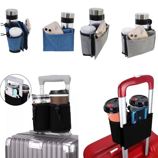 Durable Luggage Travel Cup Holder - Hands-Free Drink Storage Bag for All Suitcase Handles