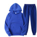 Unisex Fleece Training Suit: Thick Pullover and Long Pants 2-Piece Set for Autumn Sportswear