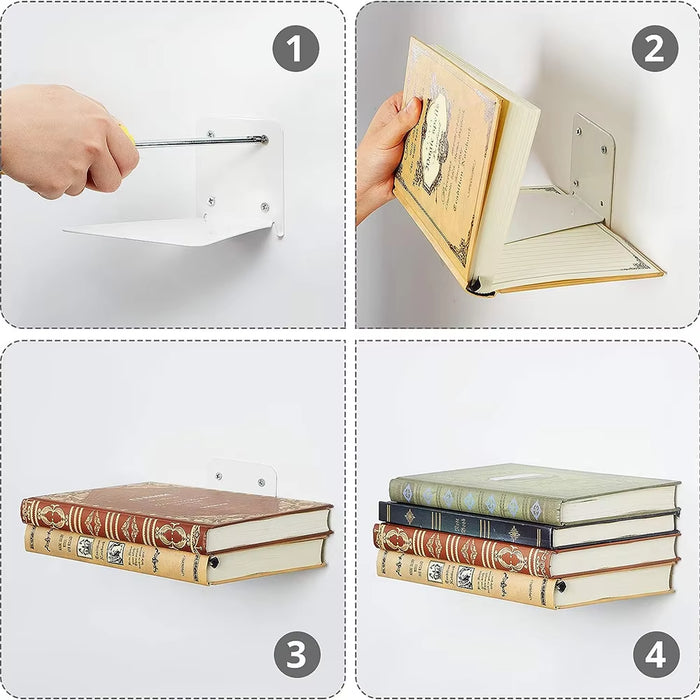 Invisible Wall-Mounted Floating Bookshelf - Iron Shelves for Home, Office, and Library Use