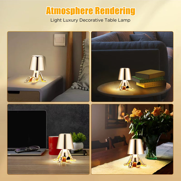 Elegant Touch Control Little Golden Man Table Lamp for Bedroom and Dining Areas - Atmosphere Lighting Decor for Home and Restaurant