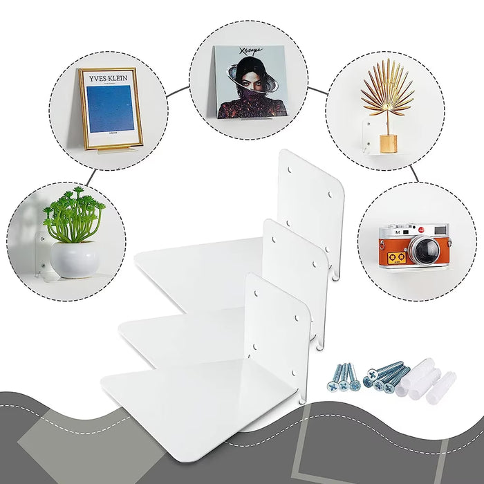 Invisible Wall-Mounted Floating Bookshelf - Iron Shelves for Home, Office, and Library Use