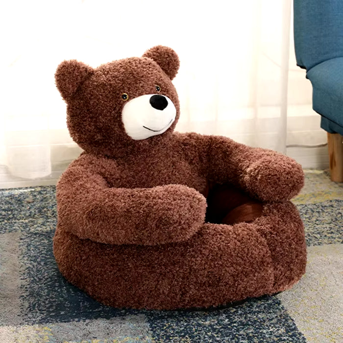 Pampered Paws Ultra Soft Semi-Enclosed Bear Pet Bed - Cozy Detachable Plush Sleeping Mat for Winter Comfort