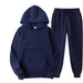 Unisex Fleece Training Suit: Thick Pullover and Long Pants 2-Piece Set for Autumn Sportswear