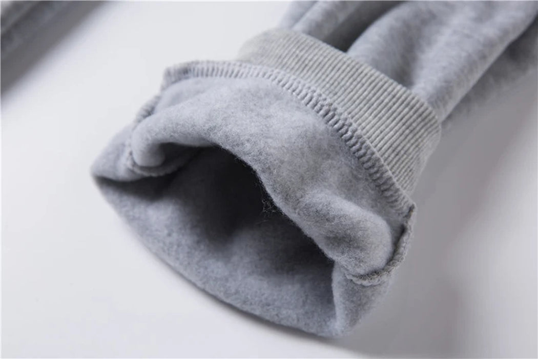 Unisex Fleece Training Suit: Thick Pullover and Long Pants 2-Piece Set for Autumn Sportswear