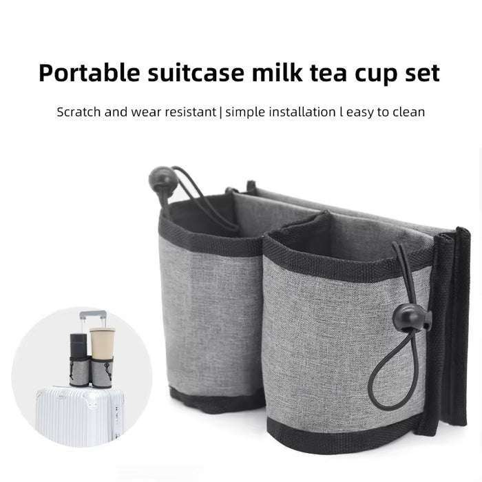 Durable Luggage Travel Cup Holder - Hands-Free Drink Storage Bag for All Suitcase Handles