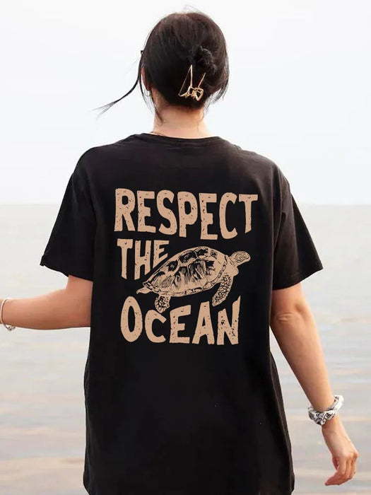 Hochwertiges Damen T-Shirt – Sommerlich & Atmungsaktiv mit stilvollem Schildkröten-Print