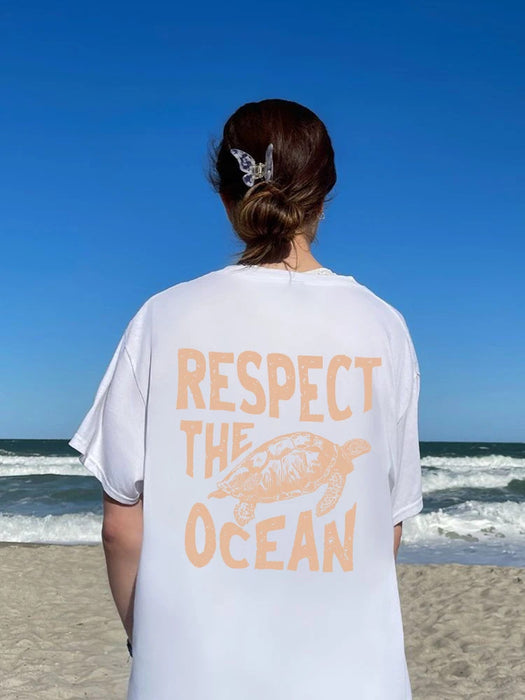 Hochwertiges Damen T-Shirt – Sommerlich & Atmungsaktiv mit stilvollem Schildkröten-Print