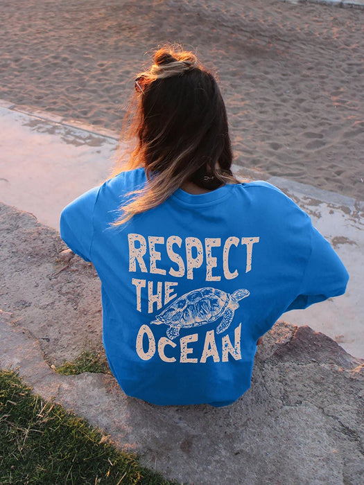 Hochwertiges Damen T-Shirt – Sommerlich & Atmungsaktiv mit stilvollem Schildkröten-Print