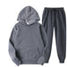 Unisex Fleece Training Suit: Thick Pullover and Long Pants 2-Piece Set for Autumn Sportswear