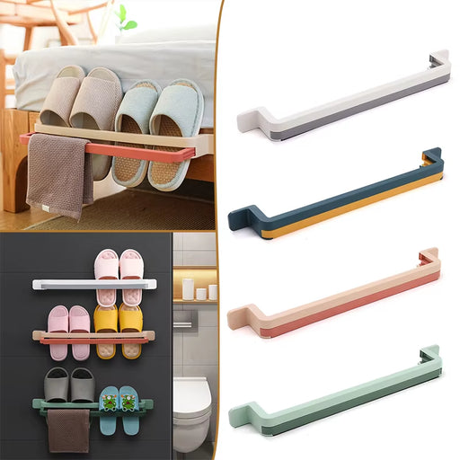 Self-Adhesive Wall-Mounted Slippers and Sneakers Rack for Bedroom and Bathroom Storage