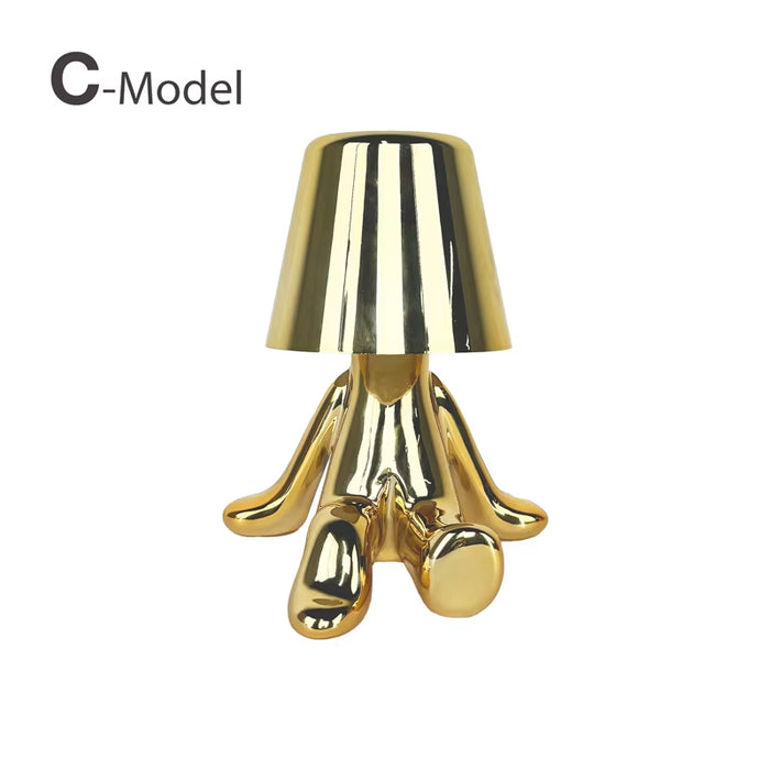Elegant Touch Control Little Golden Man Table Lamp for Bedroom and Dining Areas - Atmosphere Lighting Decor for Home and Restaurant