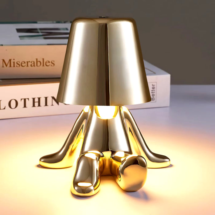 Elegant Touch Control Little Golden Man Table Lamp for Bedroom and Dining Areas - Atmosphere Lighting Decor for Home and Restaurant