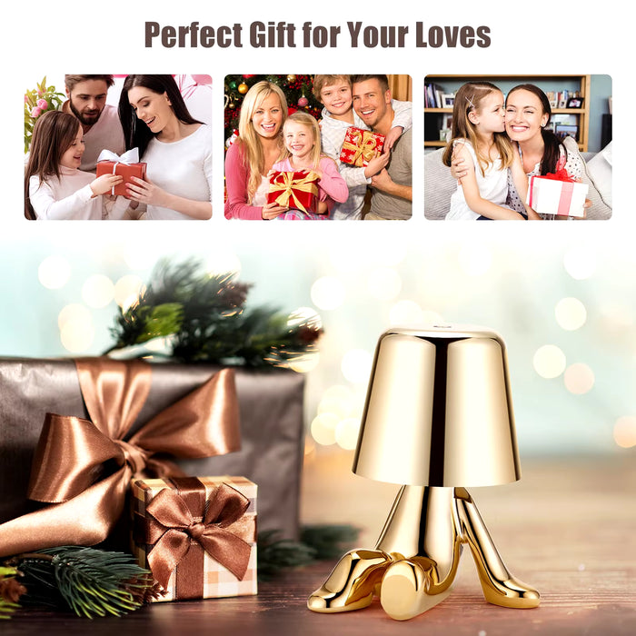 Elegant Touch Control Little Golden Man Table Lamp for Bedroom and Dining Areas - Atmosphere Lighting Decor for Home and Restaurant