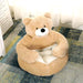 Pampered Paws Ultra Soft Semi-Enclosed Bear Pet Bed - Cozy Detachable Plush Sleeping Mat for Winter Comfort
