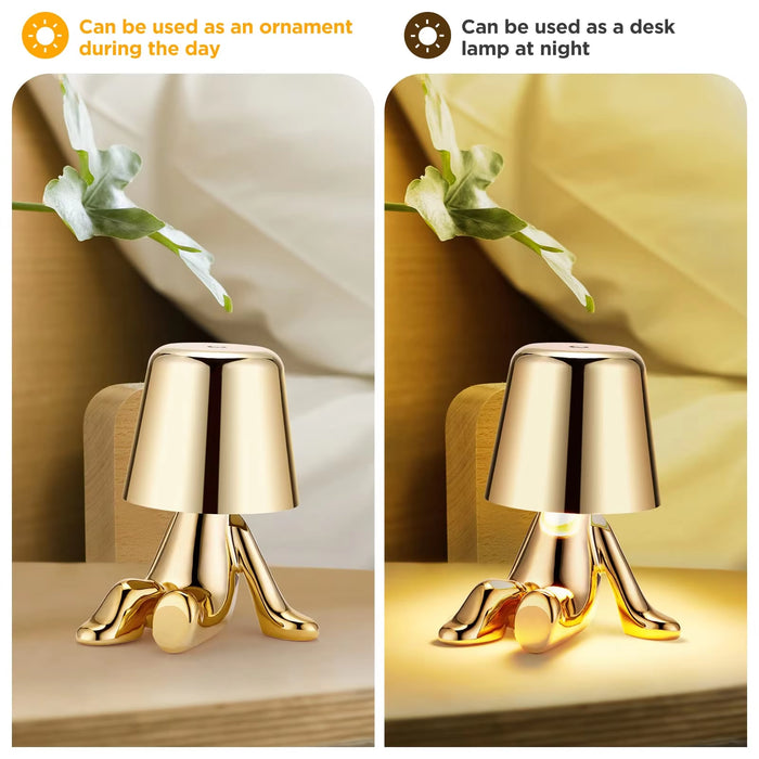 Elegant Touch Control Little Golden Man Table Lamp for Bedroom and Dining Areas - Atmosphere Lighting Decor for Home and Restaurant
