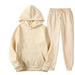 Unisex Fleece Training Suit: Thick Pullover and Long Pants 2-Piece Set for Autumn Sportswear
